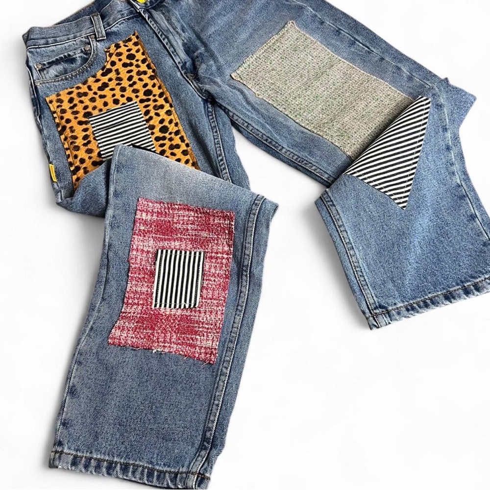 Round Two Patchwork Straight‎ Jeans for Men Size … - image 2